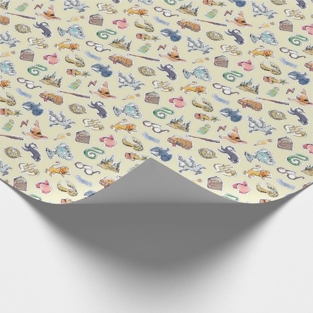 Watercolor Harry Potter Icons Wrapping Papper Presentpapper (Hörn)