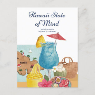 Watercolor Hawaii Aloha Mitt hjärta att du Stole-a Vykort