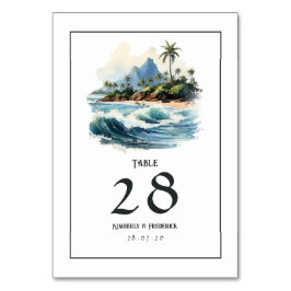 Watercolor Hawaii Destination Wedding Bordsnummer