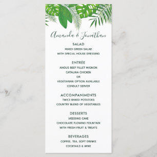 Watercolor Hawaiian Aloha Luau Bröllop Menu Meny