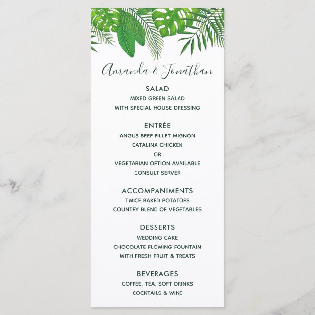 Watercolor Hawaiian Aloha Luau Bröllop Menu Meny (Framsida)
