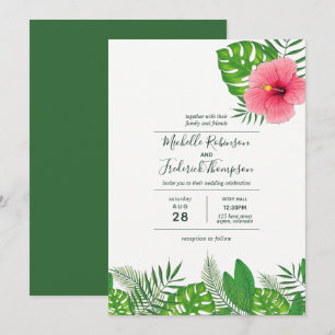 Watercolor Hawaiian Aloha Luau bröllopsinbjudan Inbjudningar