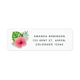 Watercolor Hawaiian Aloha Luau Studenten Returadress Etikett