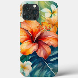Watercolor Hawaiian Garden Tropical Hibiscus