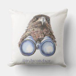 Watercolor Hawk Fågelskådare Bird Roligt Kudde