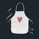 Watercolor Heart Anpassade Typography Girl's Barnförkläde<br><div class="desc">Den här enkla och söta samlingen av artiklar är centrerad kring kärlek. Den har ett vattenfärgshjärta och i vacker typografi finns det utrymme för dig att anpassa rosan med namn.</div>