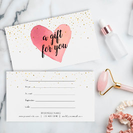 Watercolor Heart Guld Sprinkles Gift Certificate Visitkort
