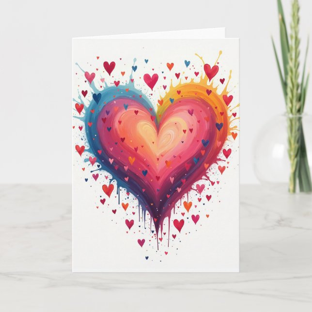 Watercolor Heart Love Card Kort (Framsida)