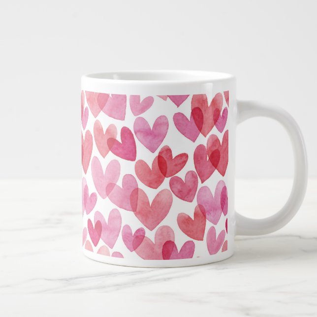 Watercolor Heart Mönster Jumbo Mugg (Höger)