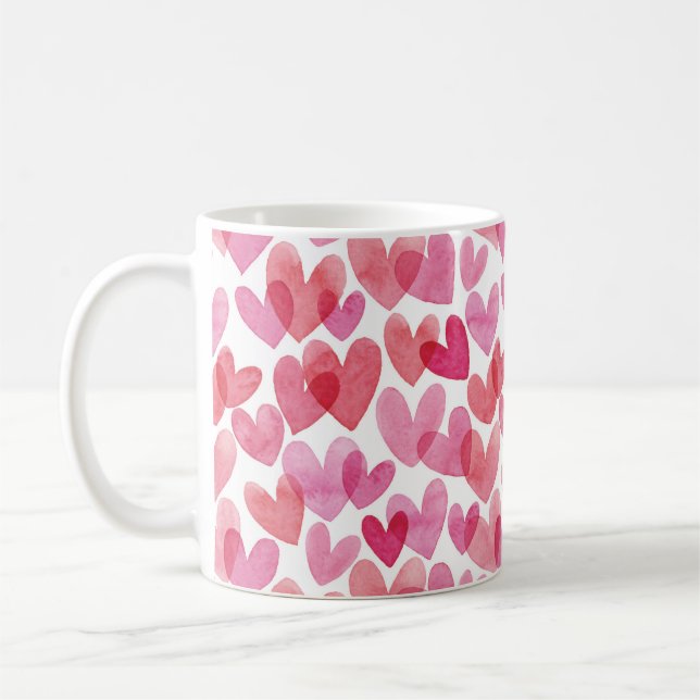 Watercolor Heart Mönster Kaffemugg (Vänster)