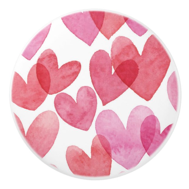 Watercolor Heart Mönster Knopp (Framsidan)