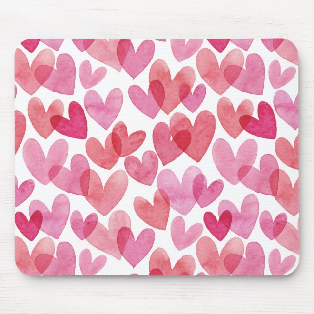 Watercolor Heart Mönster Musmatta (Framsidan)