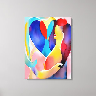 Watercolor Heart of Kärlek Art Canvastryck