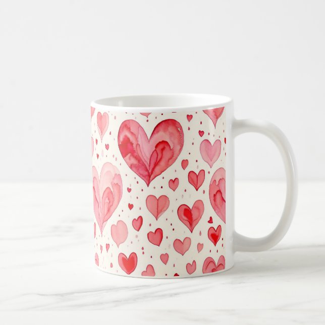 Watercolor Heart Pattern  Kaffemugg (Höger)