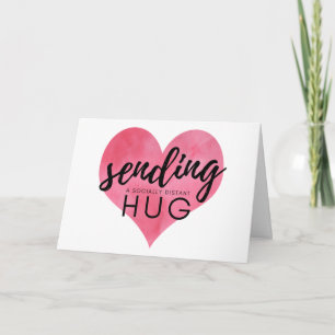 Watercolor Heart Social Avstånd Hug Kort