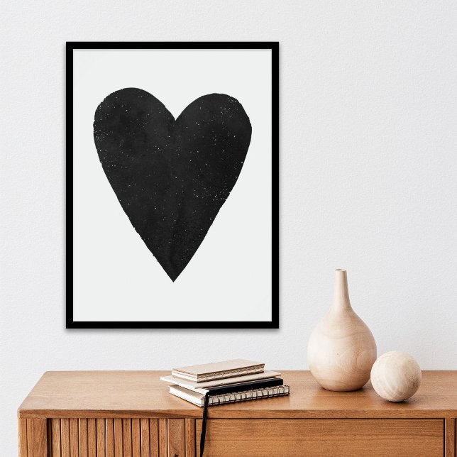 Watercolor Heart Valentine Art Print - Black Poster (Skapare uppladdad)
