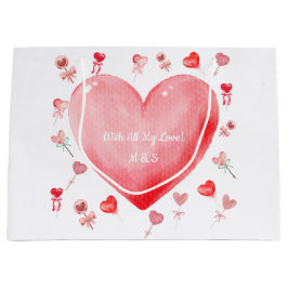Watercolor Heart Valentine Gift Bag