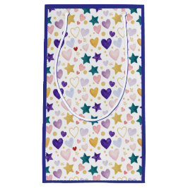 Watercolor Hearts and Glittering Stars Pattern