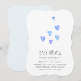 Watercolor Hearts Boy Baby Brunch-inbjudan Inbjudningar