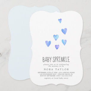 Watercolor Hearts Boy Baby Sprinkle-inbjudan Inbjudningar