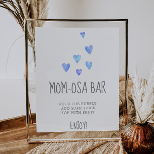 Watercolor Hearts Boy Shower Mamma-osa Pub-tecken Poster