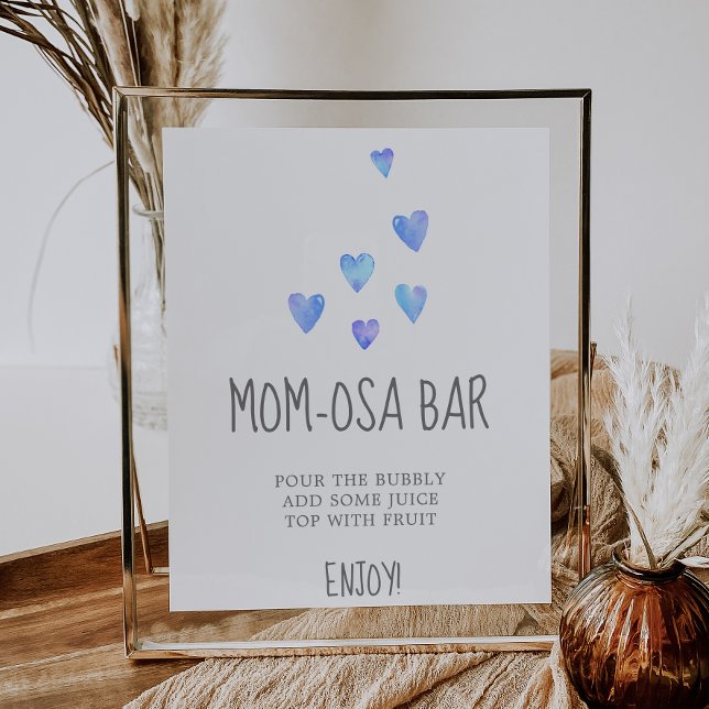 Watercolor Hearts Boy Shower Mamma-osa Pub-tecken Poster (Skapare uppladdad)