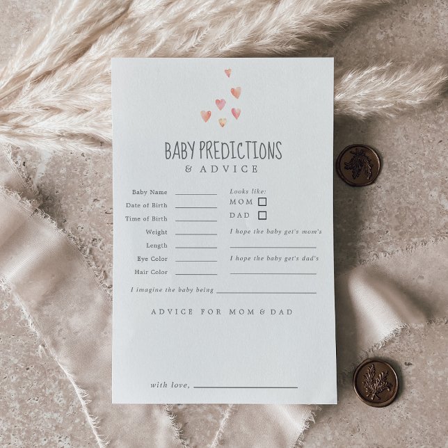 Watercolor Hearts Girl Baby Predications & Rådkort (Skapare uppladdad)