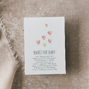 Watercolor Hearts Girl Baby Shower Bokar för Baby Tilläggskort
