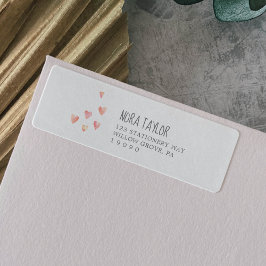 Watercolor Hearts Girl Baby Shower Returadress Etikett