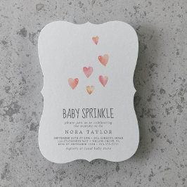 Watercolor Hearts Girl Baby Sprinkle-inbjudan Inbjudningar
