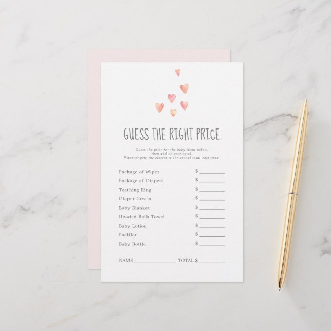 Watercolor Hearts Girl Gissa Högernas Prisa spel (Fram/Back In Situ)