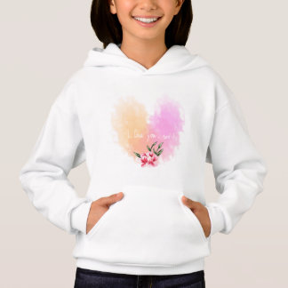 Watercolor Hearts Girl's Pullover Hoodie T Shirt