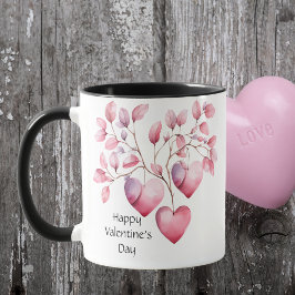 Watercolor Hearts Glad Valentine Day Anpassningsba Mugg
