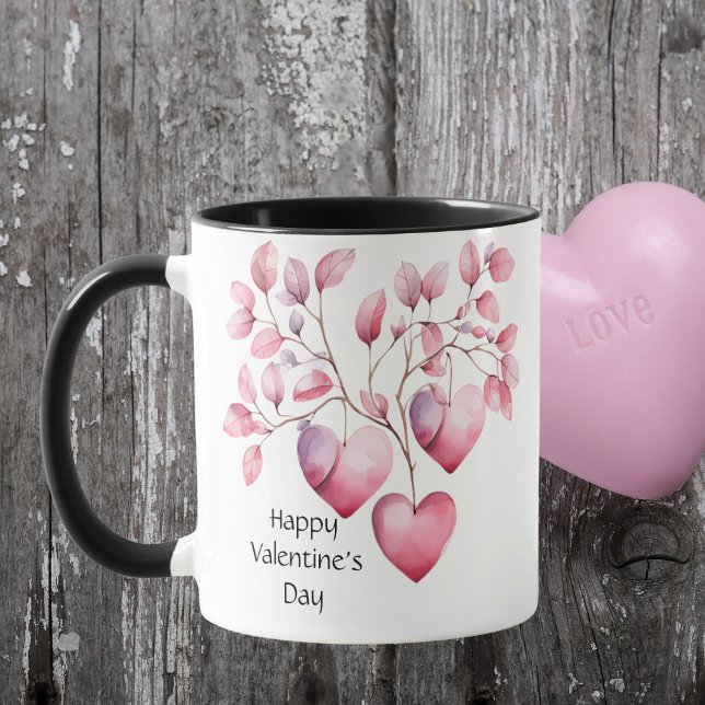 Watercolor Hearts Glad Valentine Day Anpassningsba Mugg (Skapare uppladdad)