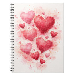 Watercolor Hearts Journal Anteckningsbok