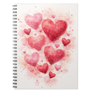 Watercolor Hearts Journal Anteckningsbok