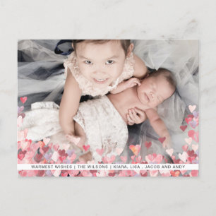 Watercolor Hearts Kärlek Cute Photo Valentines day Vykort