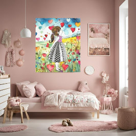Watercolor Hearts och Little Girl Canvastryck