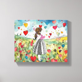 Watercolor Hearts och Little Girl Canvastryck