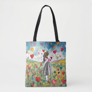 Watercolor Hearts och Little Girl Tygkasse