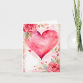 Watercolor Hearts och Ro Romantic Valentine Helgkort