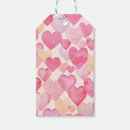 Watercolor Hearts Presentetikett