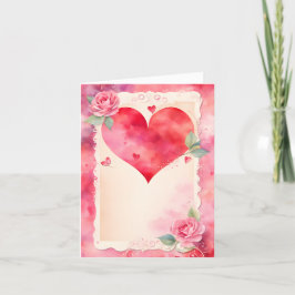 Watercolor Hearts Ro och Snöre Valentine Helgkort