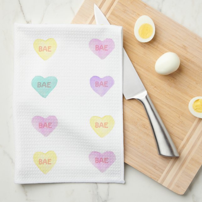Watercolor Heartz BAE Kitchen Towel Kökshandduk (Vikt i Fjärdedel)