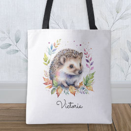 Watercolor Hedgehog Woodland Animal Personalized Tygkasse