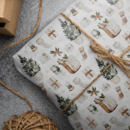 Watercolor Helgdag Boho Neutralt jul Presentpapper