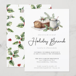Watercolor Helgdag Brunch Greenery Helgdag Brunch Inbjudningar