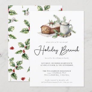 Watercolor Helgdag Brunch Greenery Helgdag Brunch Inbjudningar