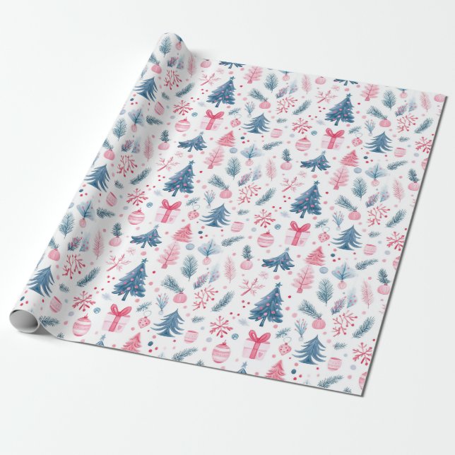 Watercolor Helgdag Charm Mönster Presentpapper (Utrullad)