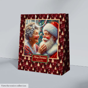 Watercolor Helgdag Gift Bag Santa & Claus